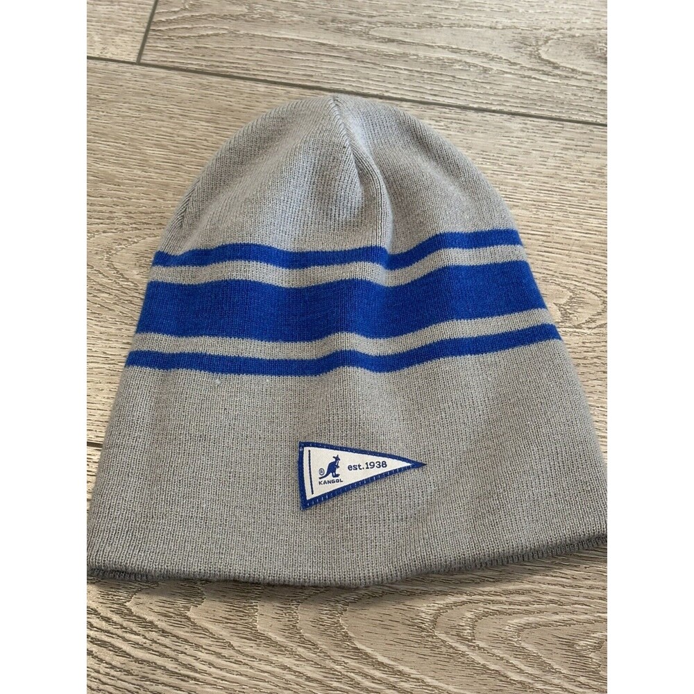 Kangol Striped‎ Beanie One Size Logo Winter Blue Gray